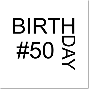 50th birthday, minimalistic typographical Posters and Art